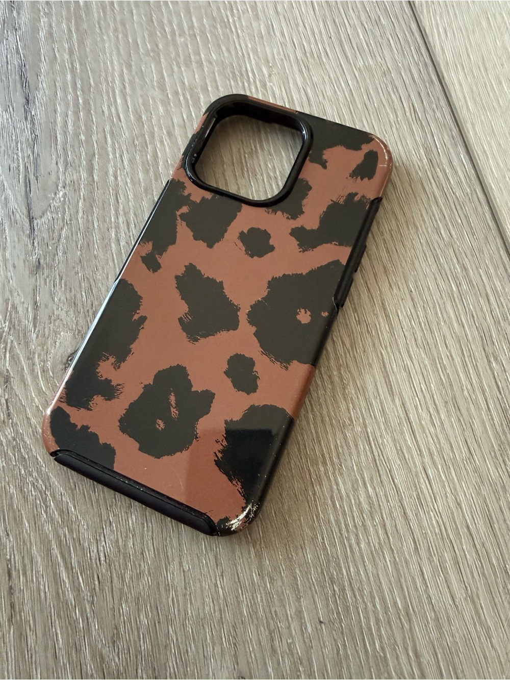 OtterBox Symmetry Series iPhone 13 phone case in a "Spot On" brown cheetah print